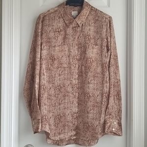 Snakeskin printed hidden button down